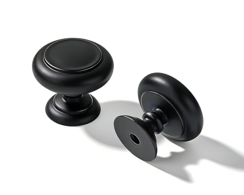 khtumeware 2 Pack Knob Black Cabinet knobs Solid Heavy-Duty Bifold Closet Door Knobs Cabinet Hardware Drawers Dressing Table Bathroom Handle