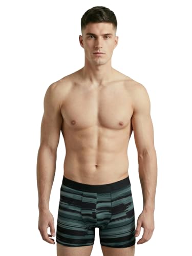 Image of TECHNOSPORT Men's Colorblock Trunks Underwear with ElastoLITE 4 Way Stretch Lightweight Breathable Moisture Wicking Soft Anti Odour Anti Microbial Comfort Fit Boxer Briefs Innerwear for Men