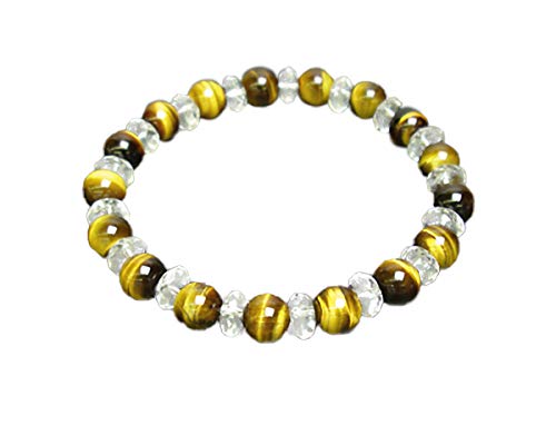 伊勢 - 宮忠 - ブレスレット 虎目石 φ10mm 水晶ボタン 各15玉 の商品画像