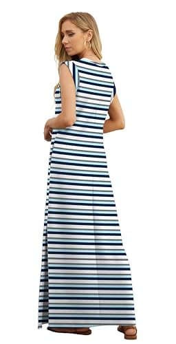 Image of GRECERELLE 2026 Women Year-Round Casual Round Neck Loose Split Wrinkle-Free Long Maxi Vacation Dress with Pockets (XXS-4XL)