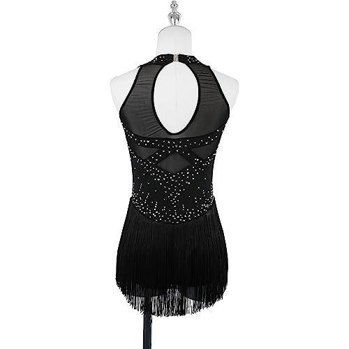 kzytamz Vestido de patinação artística para competição de desempenho vestidos sem mangas feito à mão