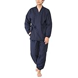 [ニシキ] 0819 冬用作務衣 極暖 紳士 フリース キルト中綿入り 防寒 裏地暖か 厚手 保温 極暖 作業着 部屋着 ルームウェア [1:紺/Mサイズ]