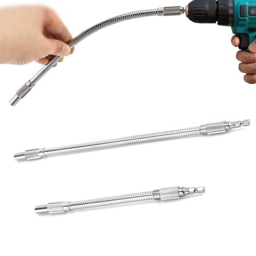 2 Pièces porte-embouts flexibles pour perceuse 1/4'' Tige Hexagonale, 200mm et 300mm,rallonge visseuse,Flexible Rallonge Renvoi D'angle Visseuse, Rallonge Foret,pour Perceuse Visseus Tournevis