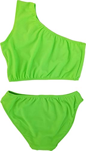 Image of Cheryl Creations Kids Girl's Black Cute & Comfortable Two Piece One Shoulder Bathing Suit Bikini | Swimsuit