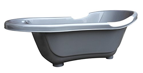 dBb Remond Baignoire avec Bouchon de Vidange/Poignées Antidérapantes Argent