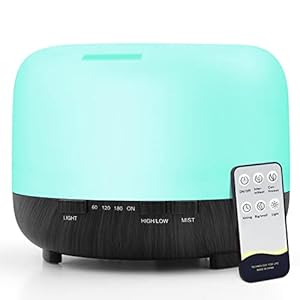 Essential Oil Diffuser for Large Room: 500ml Aromatherapy Ultrasonic Air Humidifier Remote Control for Bedroom – Aroma Cool Mist Vaporizer Timer for Home