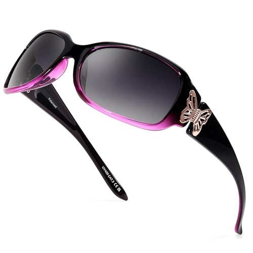 LVIOE Polarized Sunglasses for Women, Fashion Butterfly Decoration Driving Fishing-99.99% UV Protection