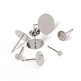 Base de aretes de bricolaje, 100 piezas/lote, postes de acero inoxidable 316L, pasadores en blanco, base plana y redonda, componentes para hacer joyas de oreja (tamaño: 4 mm)