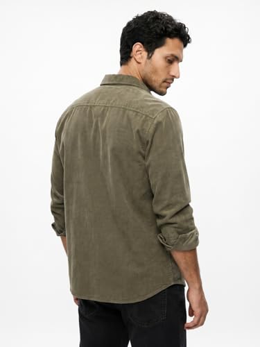 Image of Urbano Fashion Men's Corduroy Full Sleeve Regular Fit Solid Overshirt with Utility Pockets
