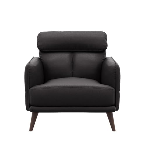 Image of Wakefit Sofa Set | 5 Year Warranty | Sofa 1 Seater, 1 Seater Sofa for Living Room, Wooden Sofa Set, Single Seater - Azores(Robin : Black)