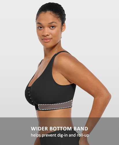 FeelinGirl Front Closure Post Surgery Compression Minimizer Bra with Adjustable Straps Wirefree Bras4