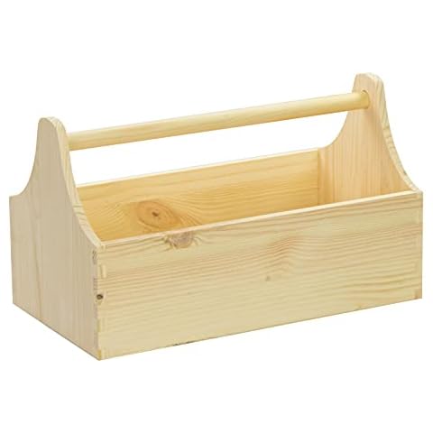 LAUBLUST Werkzeugkiste Holz - 34x18x20cm, Natur - Werkzeugkasten mit Griff | Geschenkverpackung | Männerhandtasche Cover
