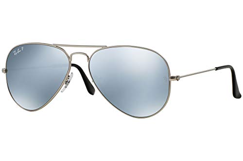 Ray-Ban Aviator RB 3025 019/W3 58mm Matte Silver Polarized Silver Mirror L642c