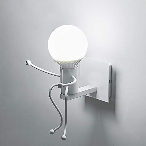 Lampada da Parete, Lampada da Parete per Interni, Applique da Parete, Attacco E27 per Camera da Letto, Stanza, Ristorante, Scale, Lampadina Non Inclusa (Bianco)