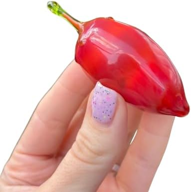 2.5" Red Glass Tomato Figurine – Hand Blown Vegetable Sculpture – Fused Art Glass Tomato – Murano Style Miniature – Unique Garden or Kitchen Decor Gift