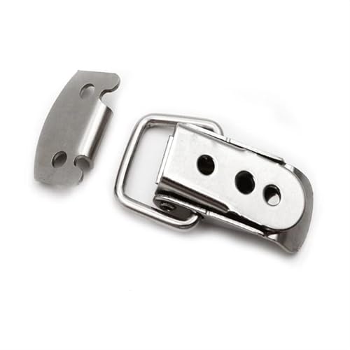 Spring Buckle Hasp Latch Tool Box Lock - Durable Silver Iron Lock for Wooden and Metal Boxes, Cases, and Drawers - 1 Piece(201 Stainless Steel)