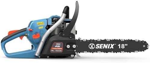 SENIX 4QL Gas Chainsaw with 18-Inch Oregon Bar and Chain for Trees, Limbs, and Firewood, Loop Handle (CS4QL-L1)