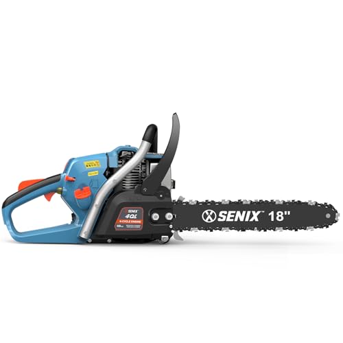 SENIX 4QL Gas Chainsaw with 18-Inch Oregon Bar and Chain for Trees, Limbs, and Firewood, Loop Handle (CS4QL-L1)