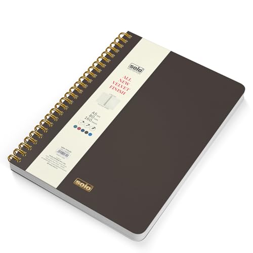 Image of SOLO Velvet Finish Spiral Notebook | A5 Size, 160 Unruled Pages, 80 GSM | Fountain Pen Friendly Premium Journal for Sketching & Writing