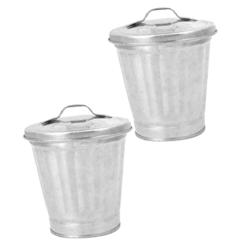 Mini lata de basura de hierro galvanizado jojofuny