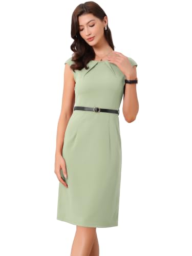 Image of Allegra K Business Dress for Women's 2026 Belted Office Work Sheath Dress
