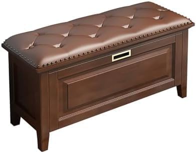 Large Capacity Solid Wood Dustproof Shoe Cabinet with Seat Cushion & Flip Drawer - Freestanding Shoe Rack & Storage Bench for Home Organization (100 x 35 x 45 cm)