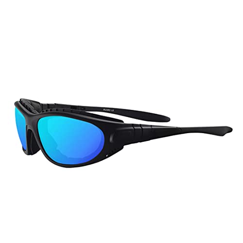 BangLong gafas deportivas polarizadas con protección UV400, gafas de ciclismo para mujeres y hombres para deportes al aire libre, anticolisión, ciclismo (Negro Azul)