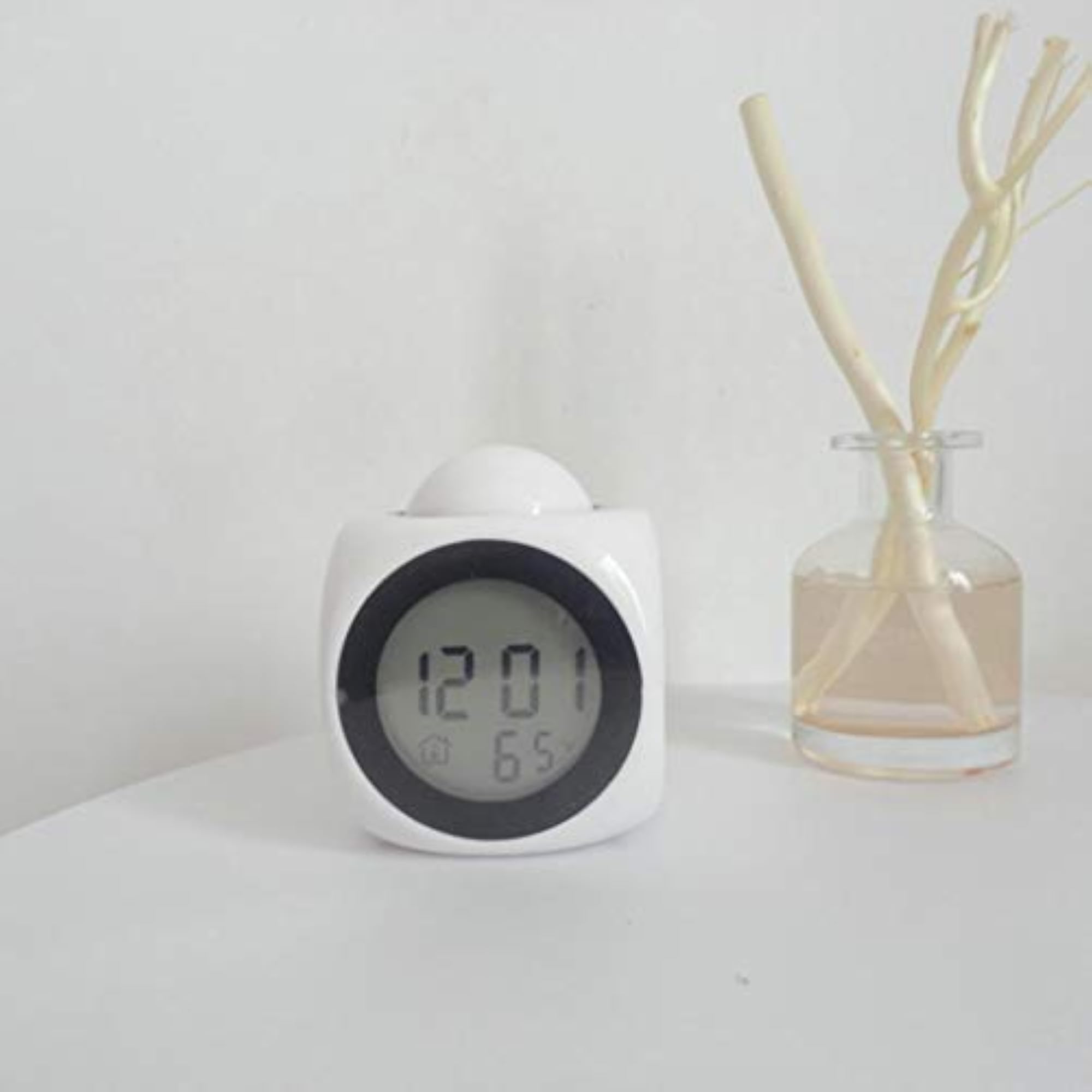 Thermometer Snooze Projection Clock, White