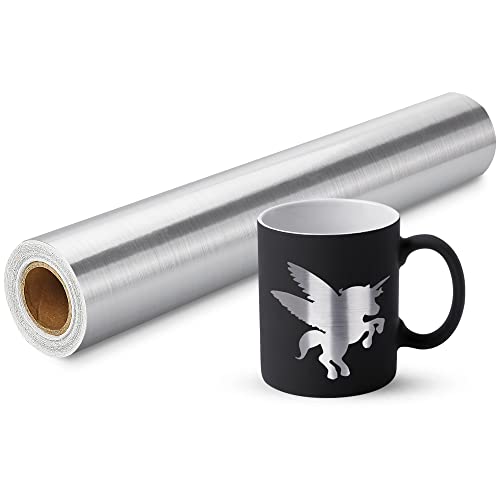 Prime Vinyl Brushed Silver Permanent Vinyl Roll, Silver Vinyl for Cricut - 12" x 15 Ft- Metallic Adhesive Vinyl Roll for Silhouette Cameo, Decor Sticker, Cutting Machine, Home Decal