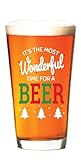 Festive Beer Glass - 16 oz. Pint Glass - It's the Most Wonderful Time of the Year - Beer Mug - Funny Beer Glasses - Dishwasher Safe