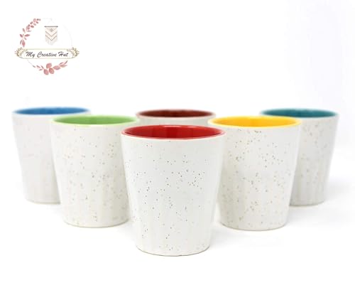 Image of Handcrafted Ceramic Kulhad Tea Cups Set, Handmade Floral Design, Eco-Friendly & Premium Festive Gift for Diwali, Weddings, Home Decor & Special Occasions (Multicolor)