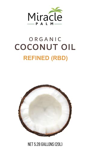 Coconut Oil Bulk - Organic Naturally Refined Coconut Oil (Rbd) By Miracle Palm - Vegan, Tasteless, Non-Gmo & Gluten Free - Ideal For Skin & Hair Care (5 Gallons) #TOP1