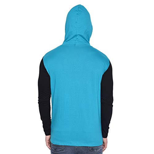 Image of Geum Men's Full Sleeve Hooded T-Shirt with Button-Down Front | Casual Slim Fit Cotton Shirt-Style Tee