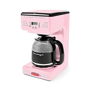 Nostalgia Retro 12-Cup Programmable Coffee Maker With LED Display, Automatic Shut-Off & Keep Warm, Pause-And-Serve Function, Pink