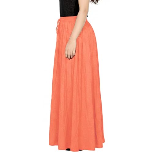 Image of Sttoffa Women Solid Color Maxi Plain Cotton Full Length White Skirt 40 inch Long Cotton Long Skirt