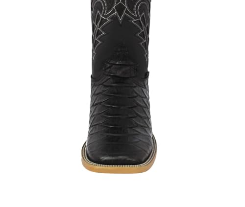 Texas Legacy Mens Black Cowboy Boots Anaconda Snake Print Leather Square Toe4