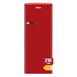 Amica KSR 364 150 R Retro Kühlschrank/Rot /218 L/Gemüseschublade/LED-Beleu...