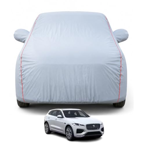 Image of Premium Car Cover for Jaguar F-Pace Model | Waterproof, UV & Dust Protection | Mirror & Antenna Pocket | Triple Stitched, Soft Inner Lining, Belt & Buckle (Dark Grey)