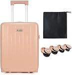 PC+ABS Durable Carry-On 18-inch Hardside Luggage with Detachable Spinner Wheels TSA Lock（Pink