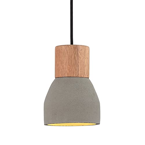 NAMFHZW Lámpara Colgante de Cemento y Madera Estilo Industrial E27