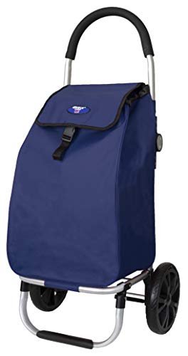 Carrito de compras con estructura de aluminio con marco plegable Azul marino