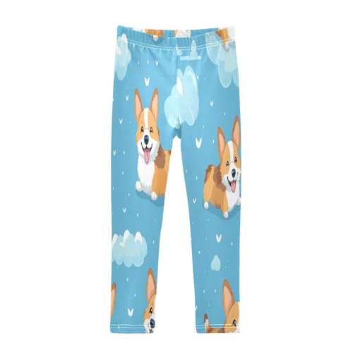 Toddler Girls Leggings Printed Yoga Pants Leggings Corgi White Cloud for Kids
