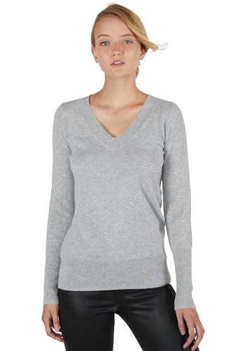 Image of JENNIE LIU Women's 100% Pure Cashmere Long Sleeve Ava V Neck Pullover Sweater