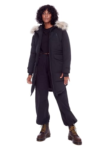 Alpine North Women's Vegan Down Drawstring Winter Parka, Black, Small - Thumbnail 3