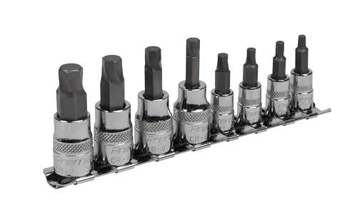 Image of Sealey AK65602 8pc 1/4" & 3/8"Sq Drive Lock-On™ Hex Socket Bit Set Imperial
