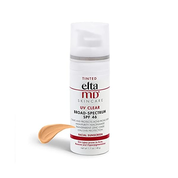 EltaMD UV Clear Tinted Face Sunscreen, Oil- Free Tinted Sunscreen with Zinc Oxide, Dermatologist Recommended Sunscreen, 1.7 oz Pump