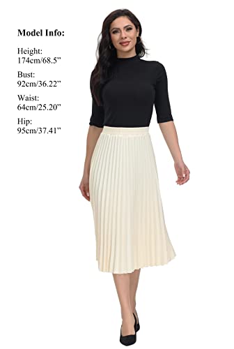 Women's High Waist A-Line Skirt Pleated Midi Skirts 31.89"-Length2