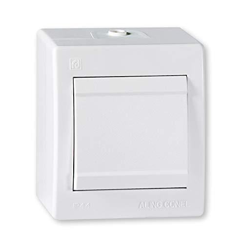 ALING-CONEL Aufputz Kreuzschalter (Wippschalter) 10AX/250V~ / IP 44 - Weiß Cover