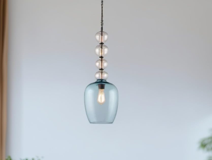 Modern Glass Lighting Fixture Handmade Blue and Clear