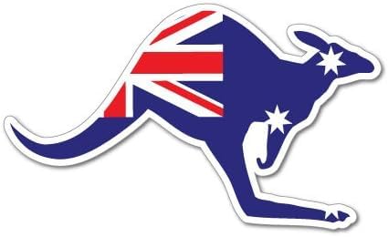 STICKY DUDE Kangaroo Australia Australian Flag Sticker, 4 inches - Car Truck Bumper Sticker Aussie Car Flag